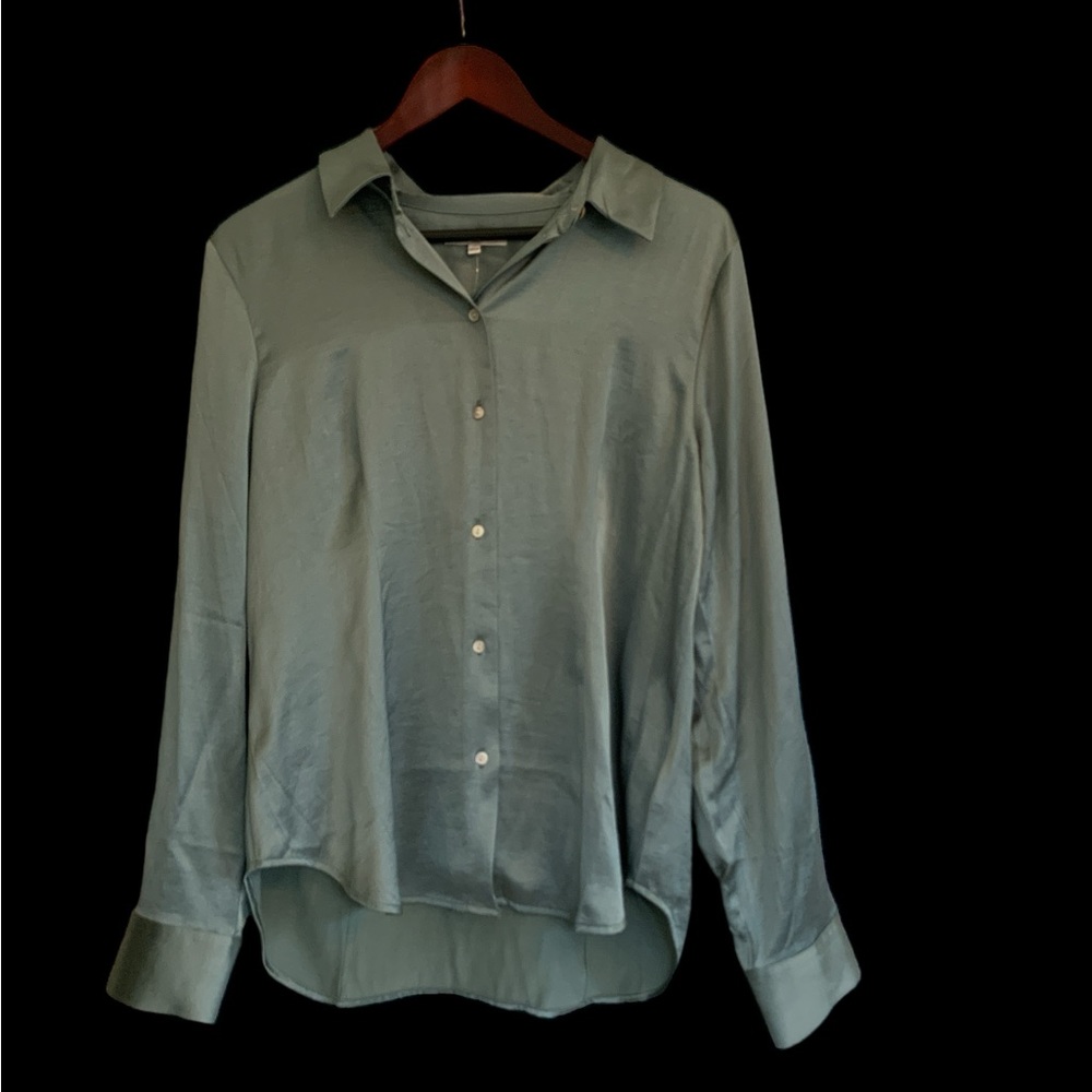 Madewell Darted Button-Up Satin Shirt SZ 12